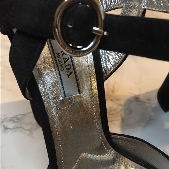 🔥SOLD Prada black  suede platform sandals - Picture 6 of 8